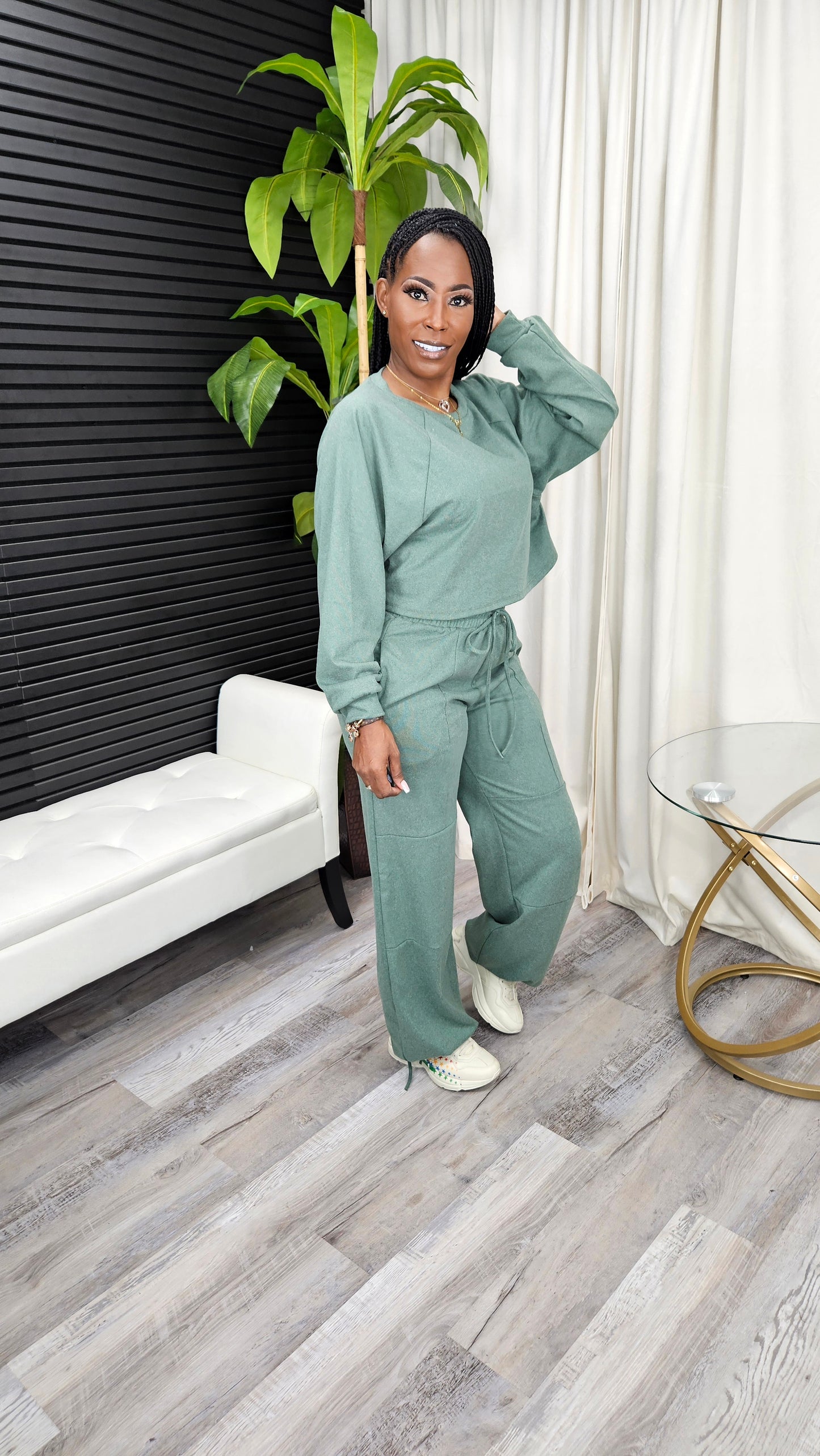 Not In The Mood Pants Set(Olive) - Laine Collection