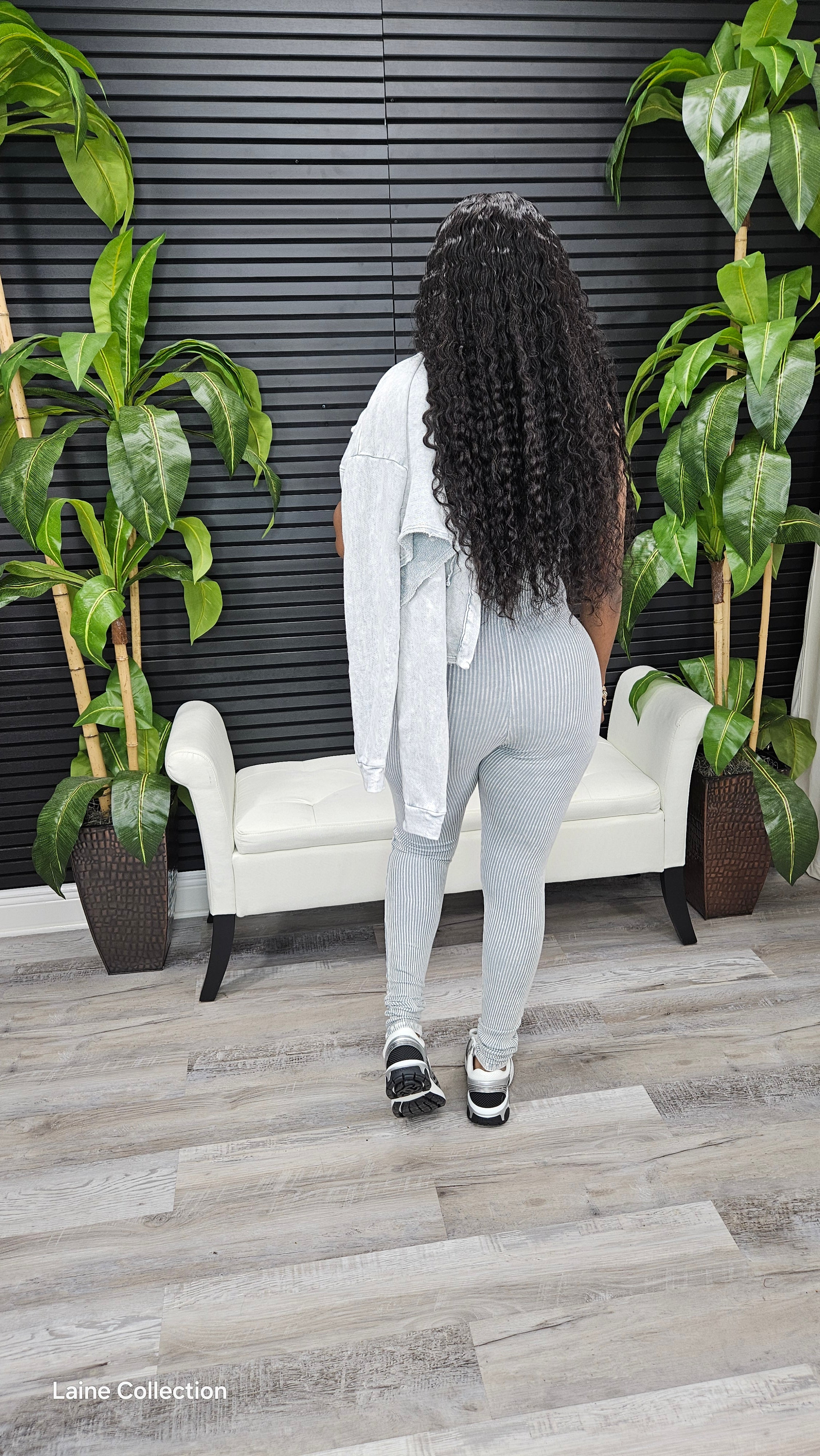 Don't Take Offense Jumpsuit Set(Ice Cement) - Laine Collection