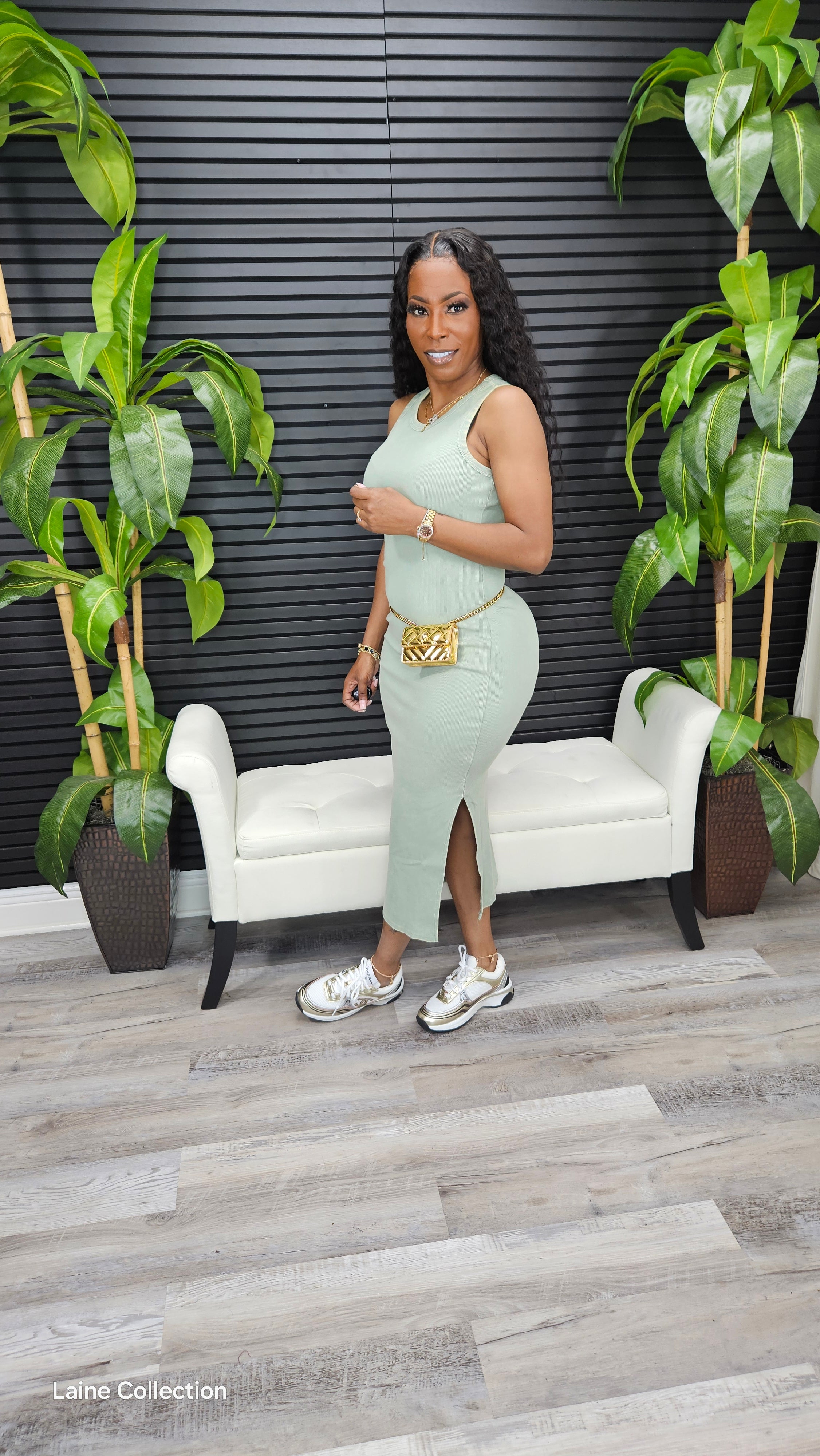Be Mine Midi Tank Dress(Sage Green) - Laine Collection