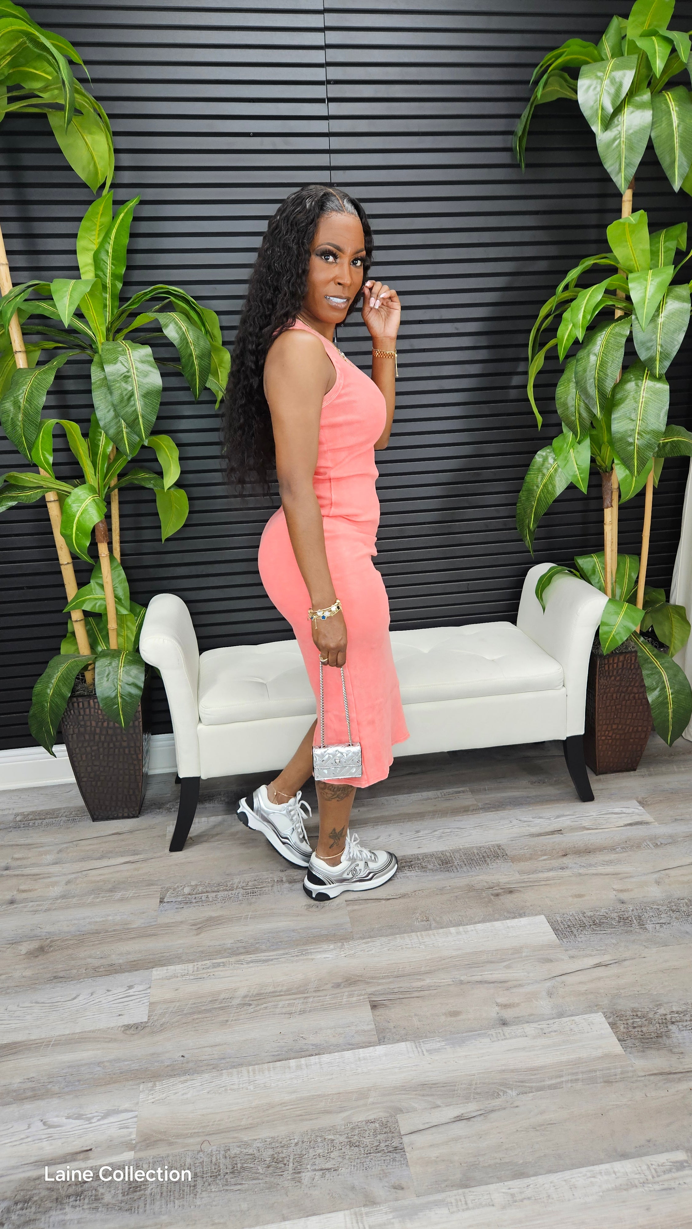Be Mine Midi Tank Dress(Coral) - Laine Collection