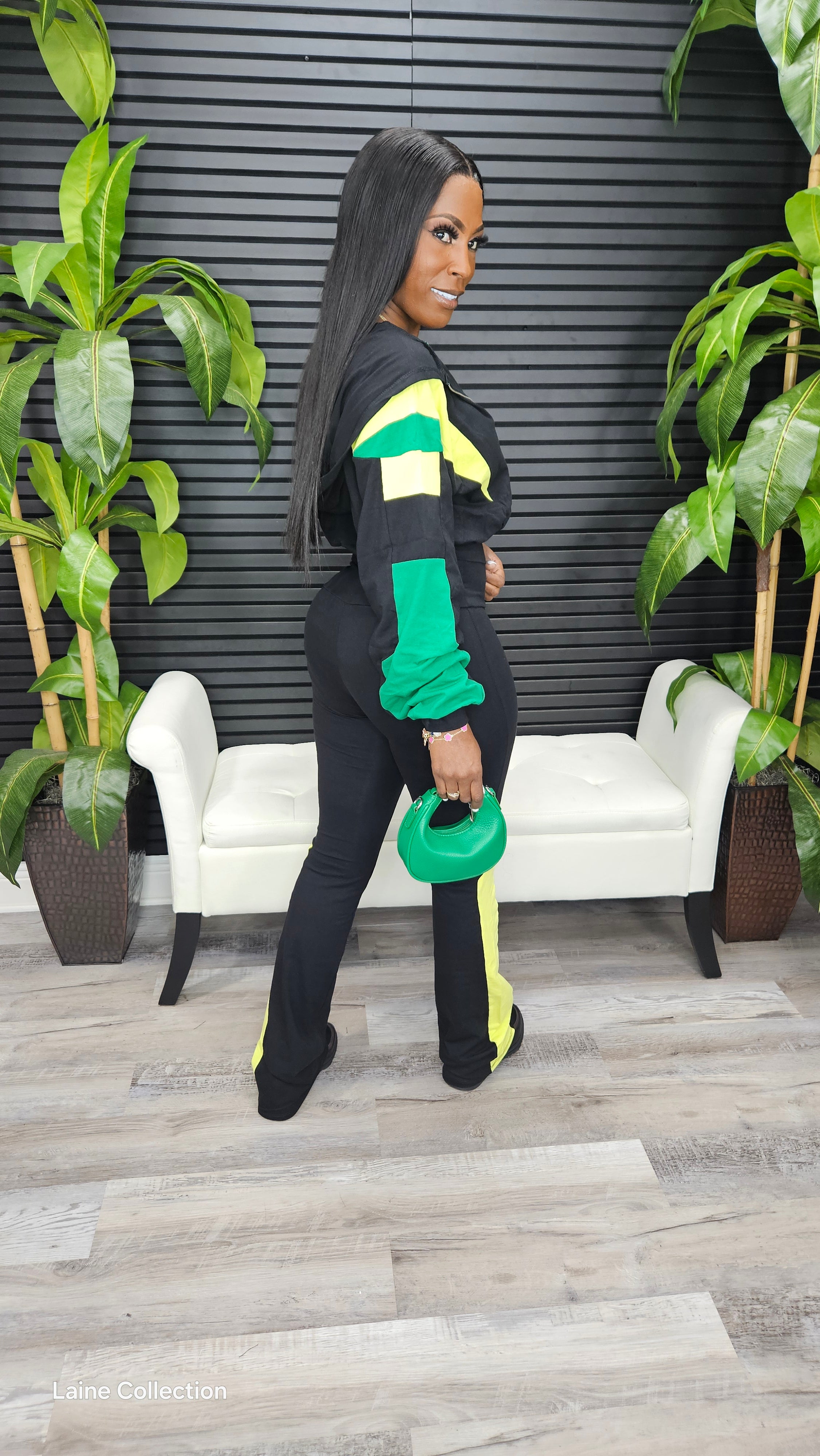 Do It Again Legging Set(Black/Yellowgreen/Kellygreen) - Laine Collection