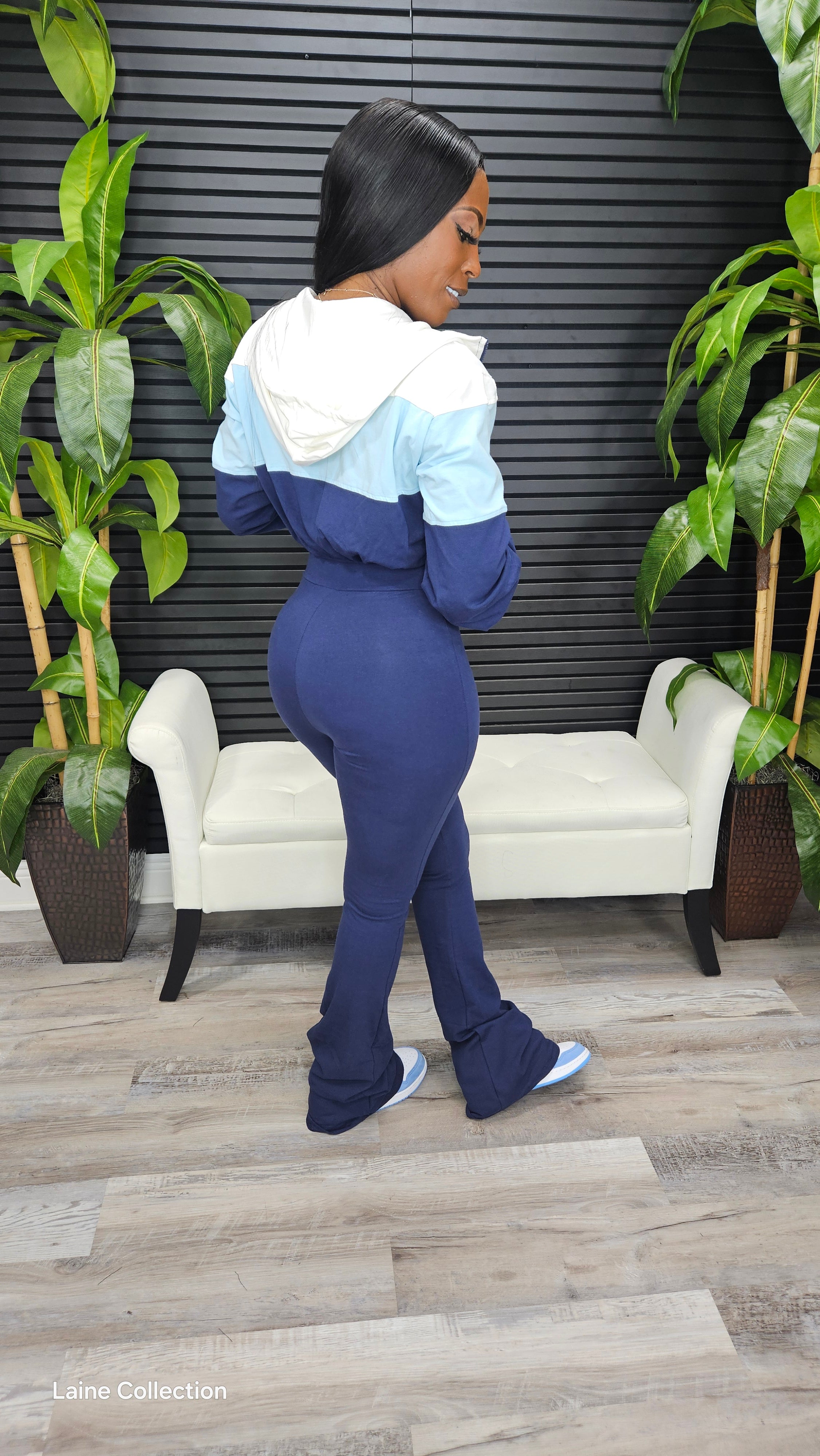 Double Take Jumpsuit(Navy/Baby Blue/Ivory) - Laine Collection