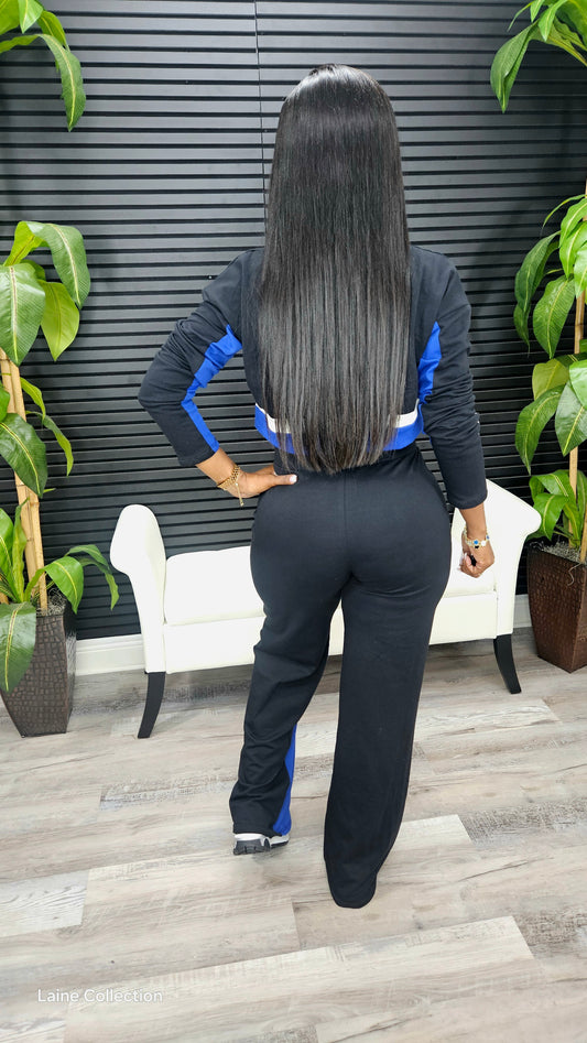 On The Go Pants Set(Black/Royal/Oatmeal) - Laine Collection