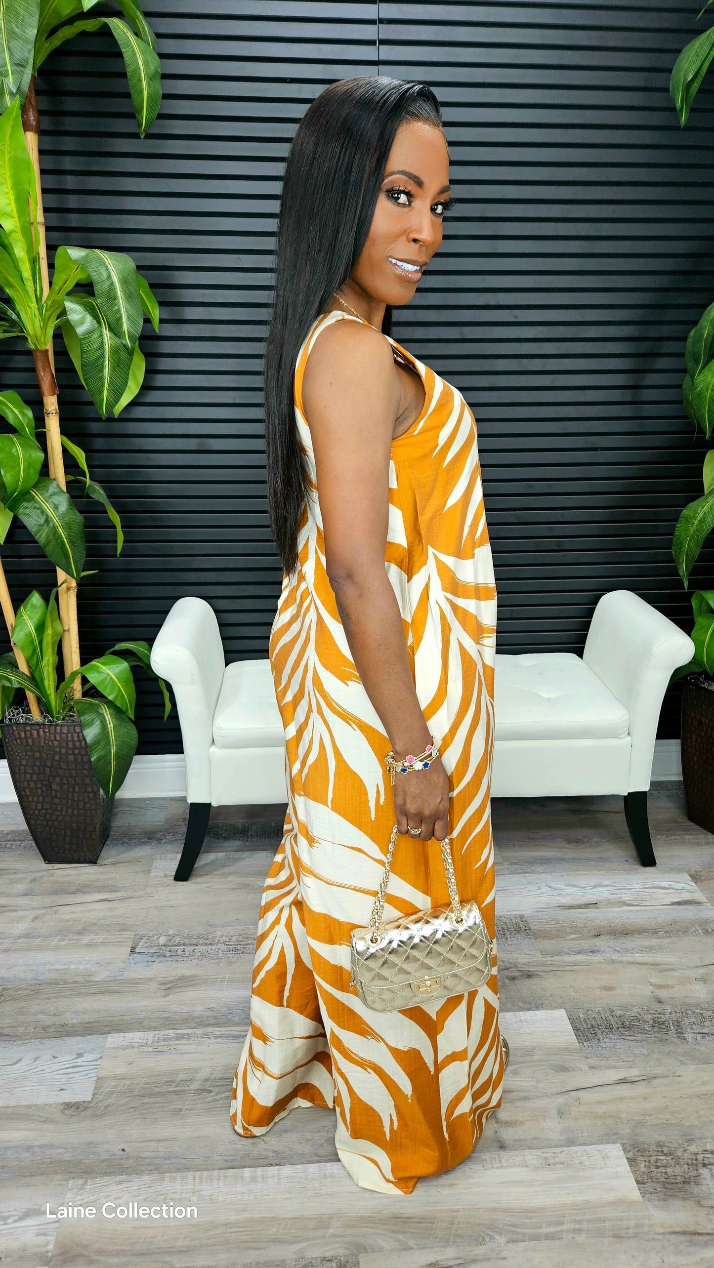 Paradise Palm Jumpsuit(Mocha) - Laine Collection
