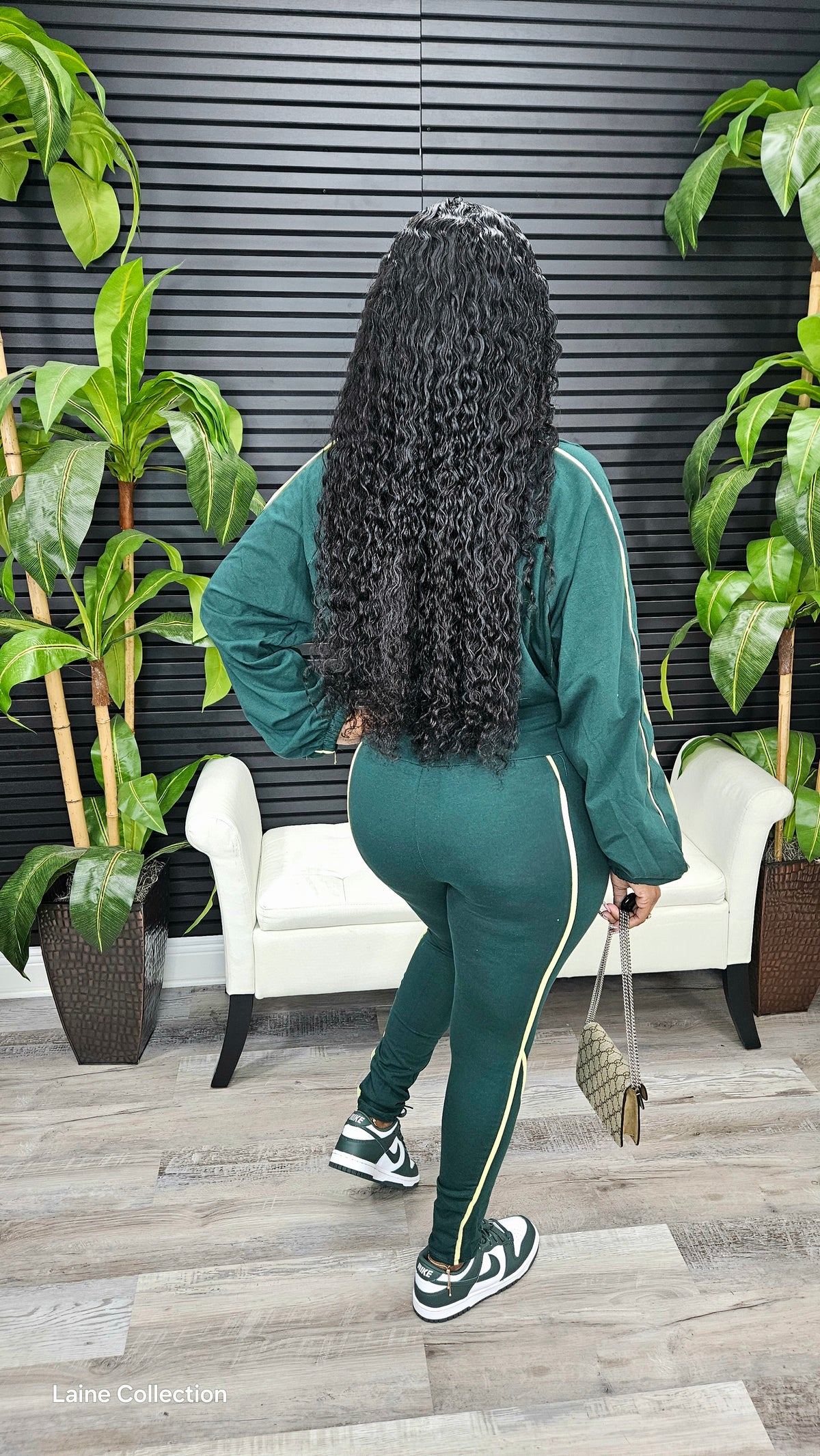 A Thing For You Legging Set (Hunter Green/Butter Yellow) - Laine Collection
