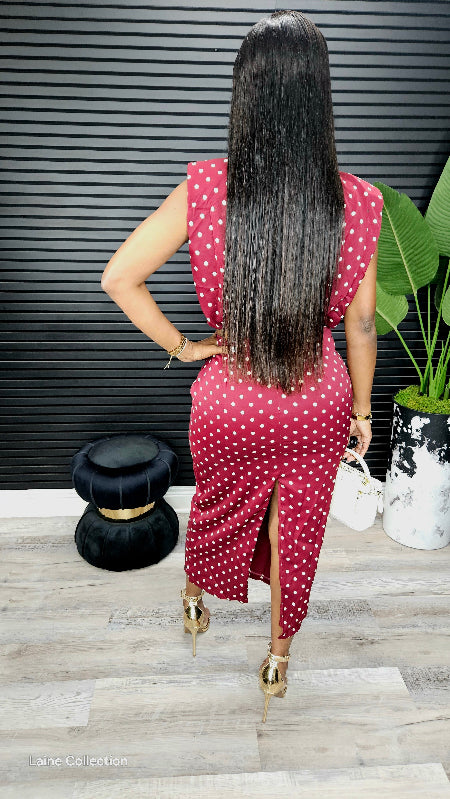 Polka Dots Bubble Top & Midi Skirt Set - Laine Collection