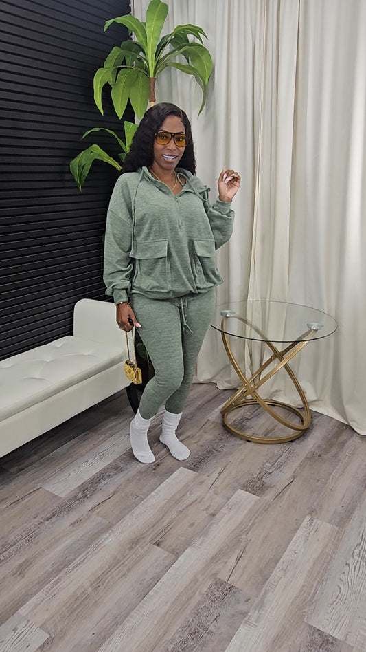 Basic Baddie Legging Set(Olive) - Laine Collection