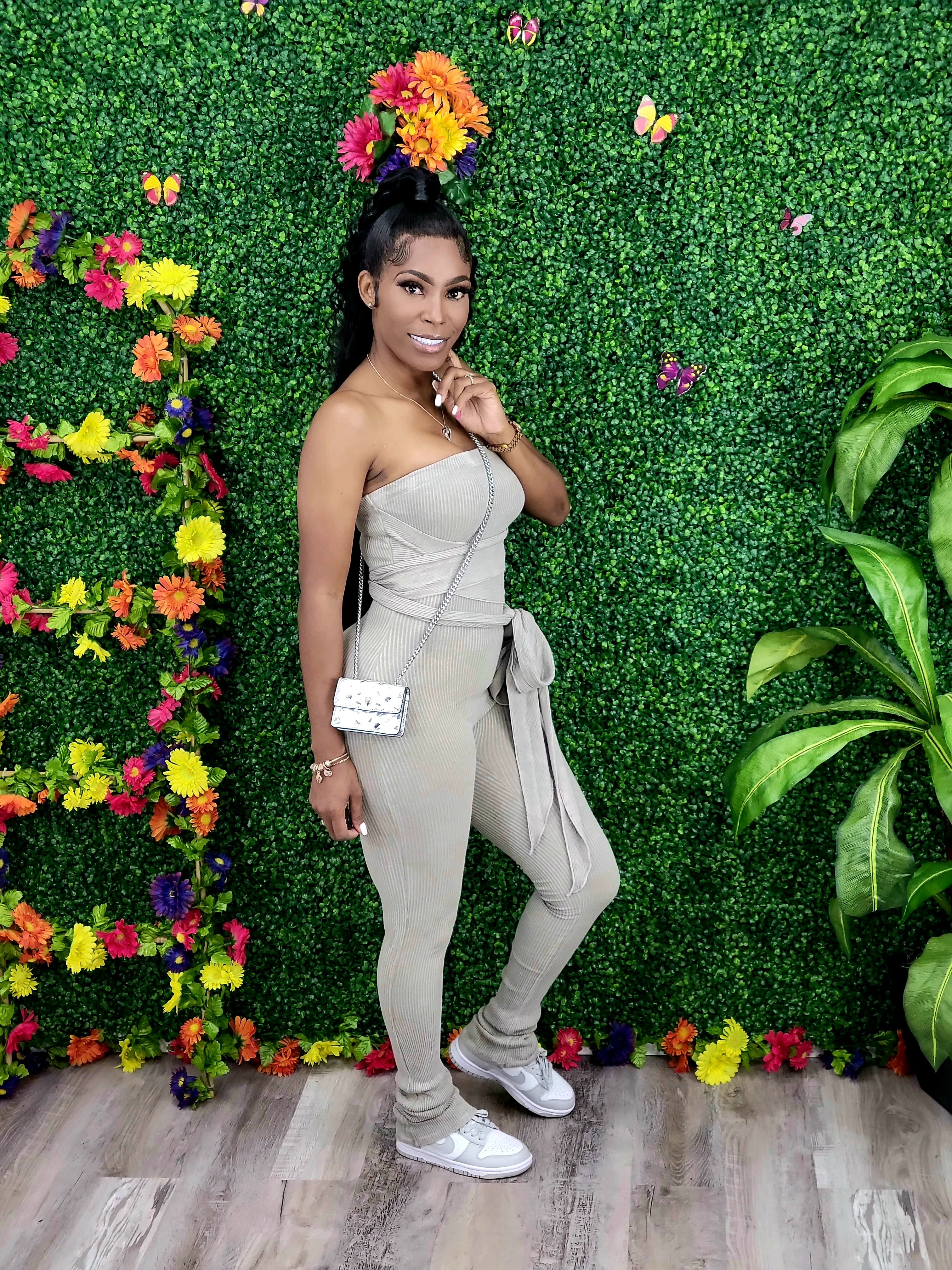 Wrap Me Up Jumpsuit(Gray)