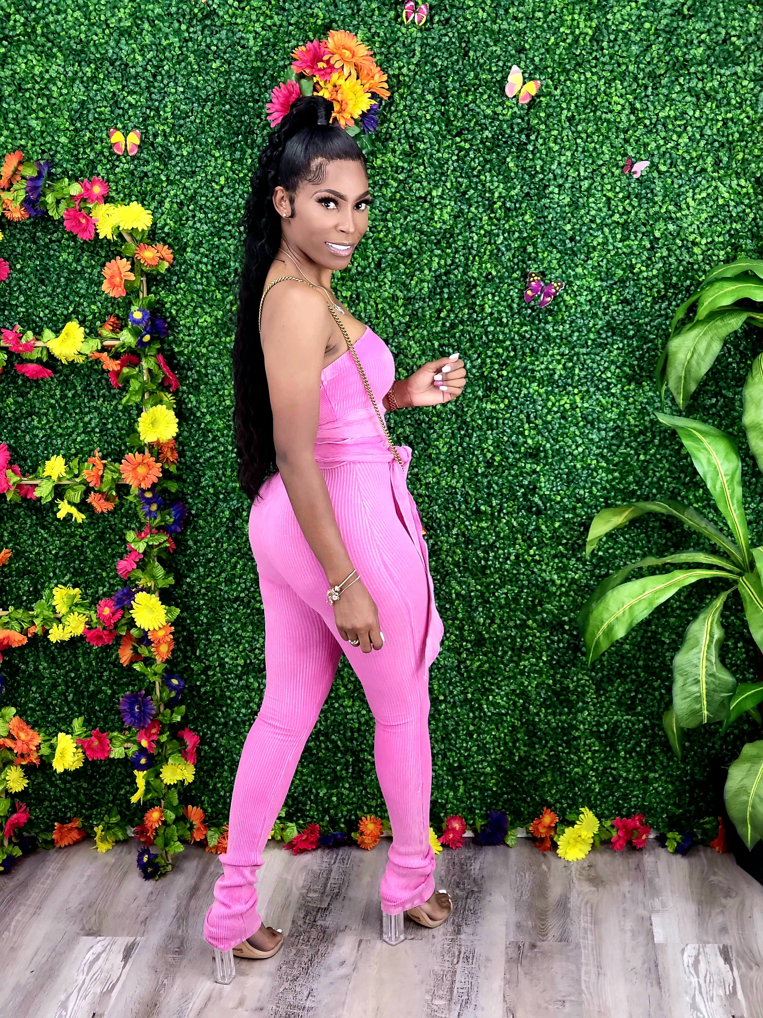 Wrap Me Up Jumpsuit(Pink)