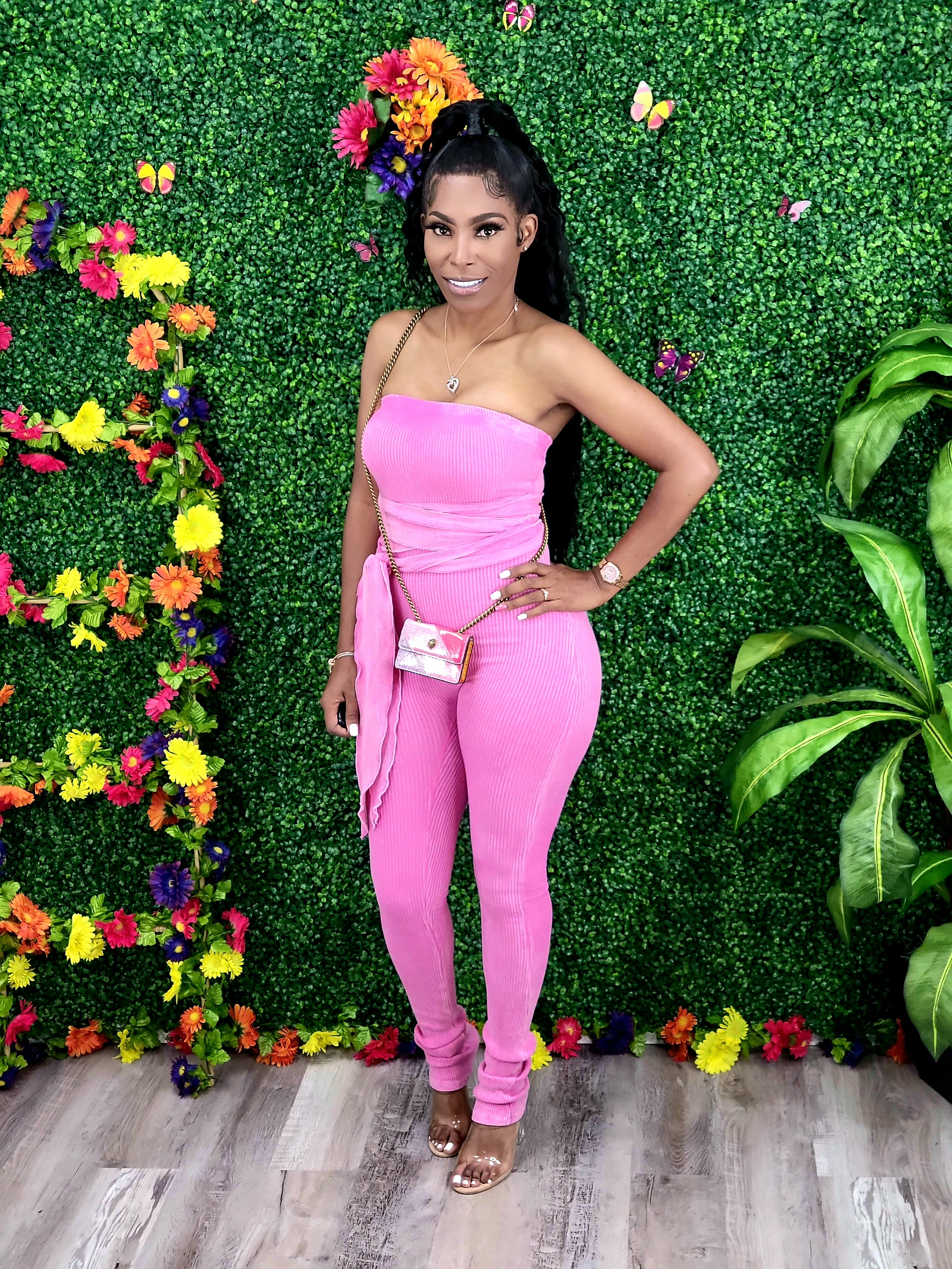 Wrap Me Up Jumpsuit(Pink)
