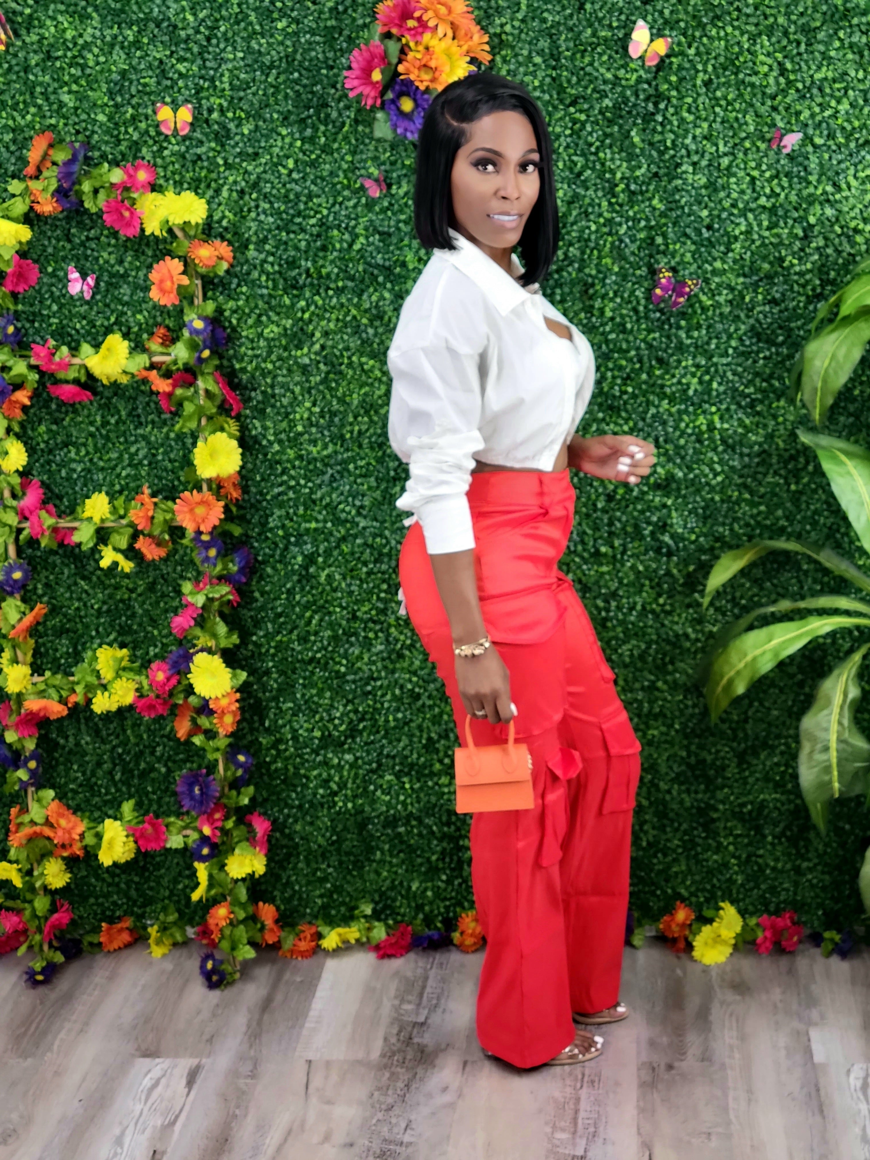 Hot Girl Cargo Pants(Orange)