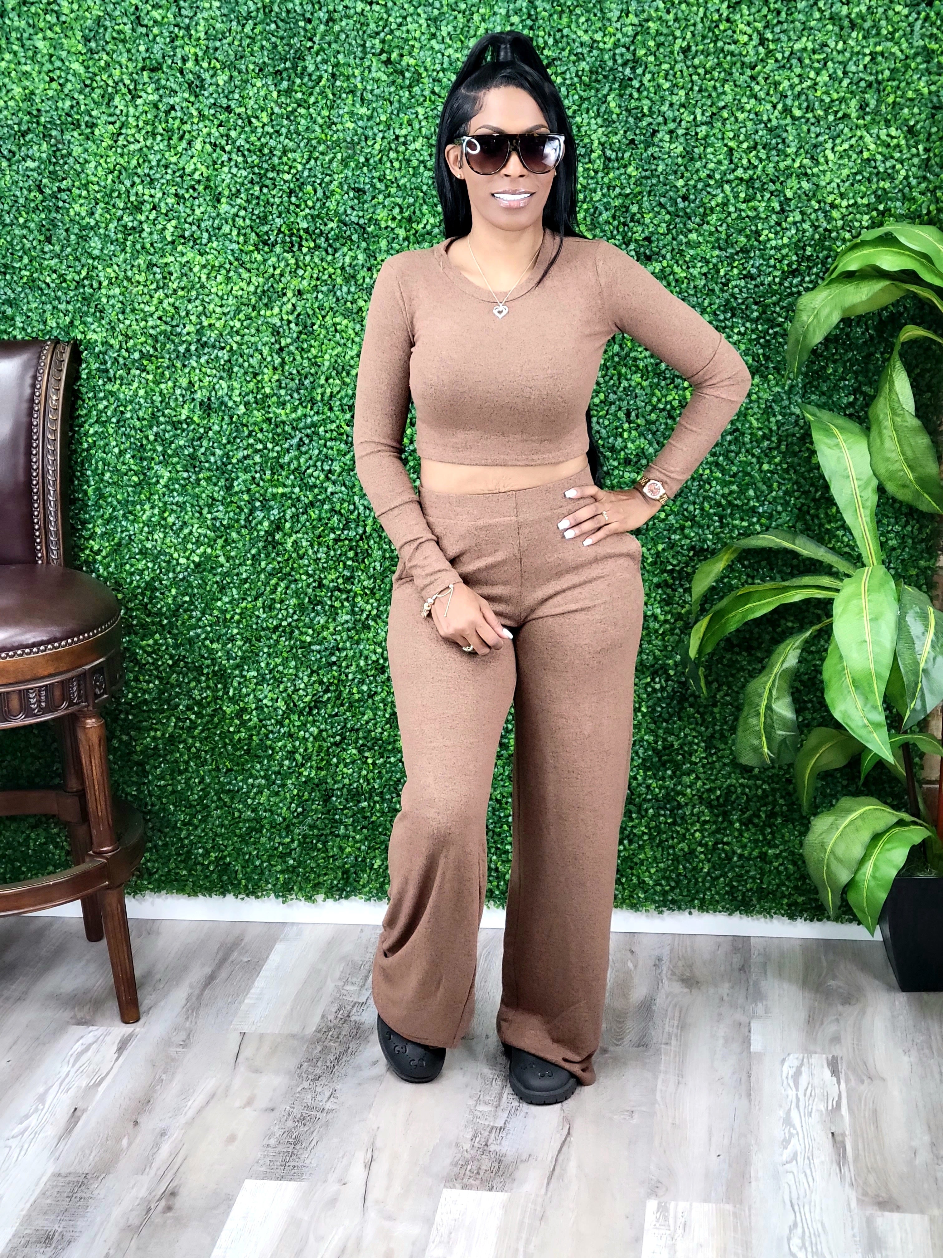 Just Leave Pant Set (Mocha)