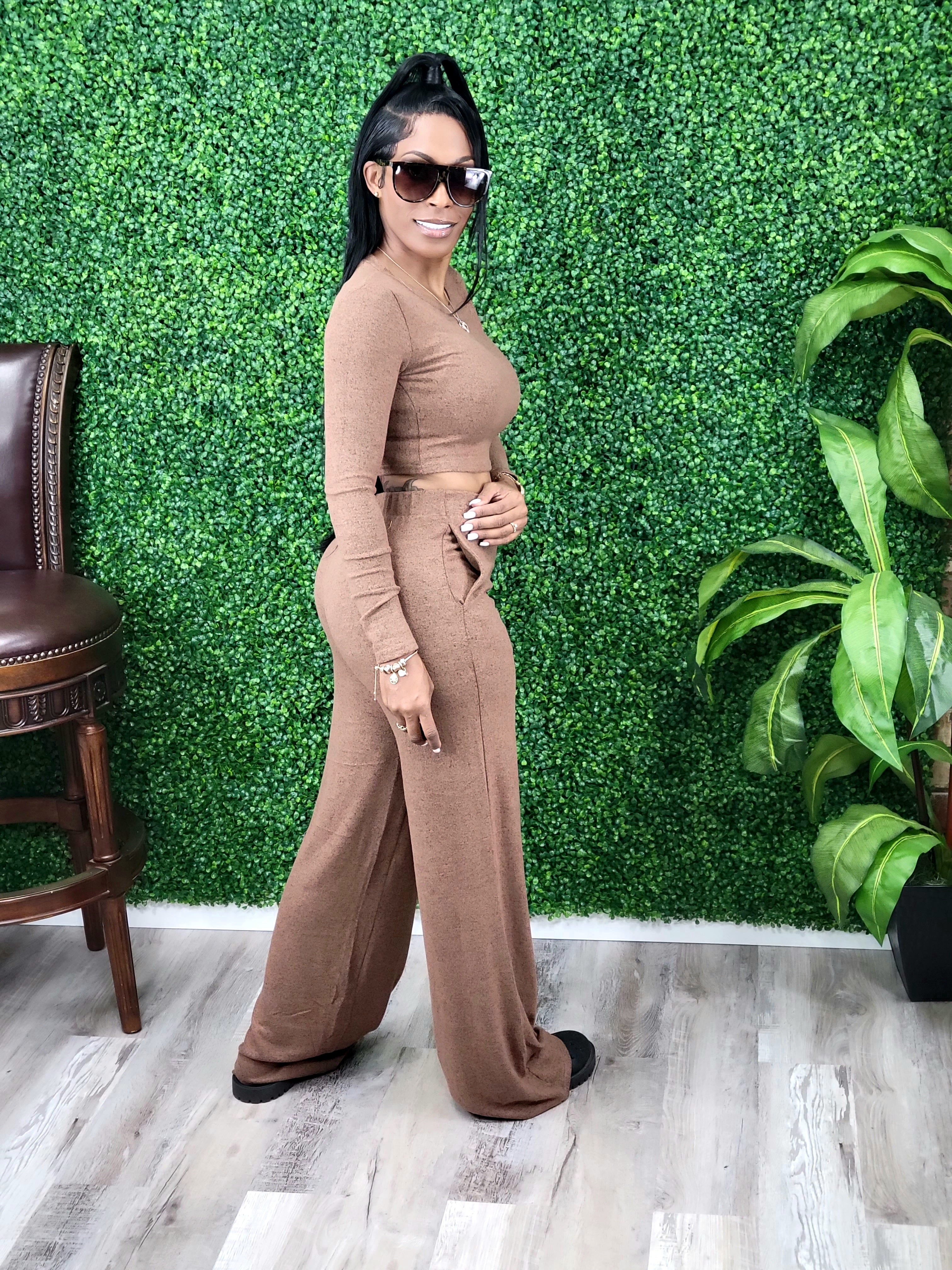 Just Leave Pant Set (Mocha)