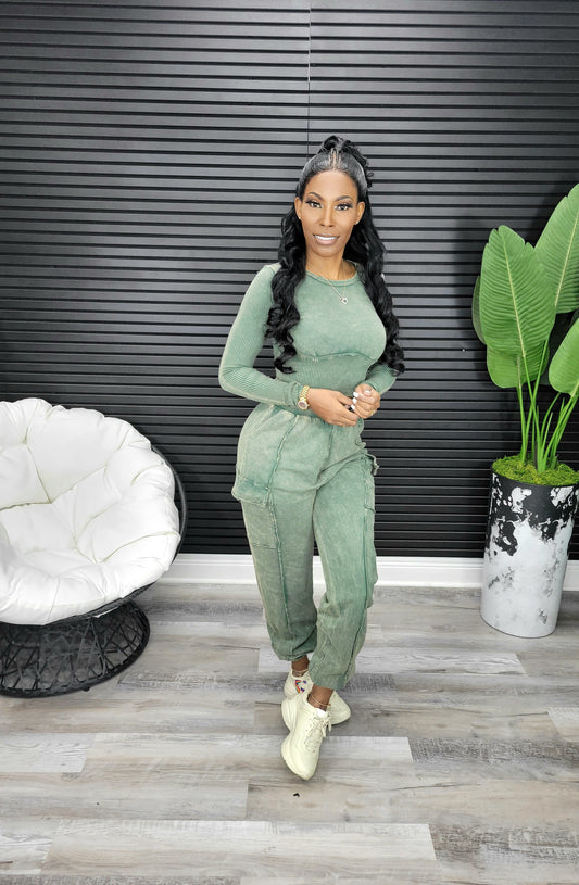 Take A Chance Jogger Set (Olive) - Laine Collection