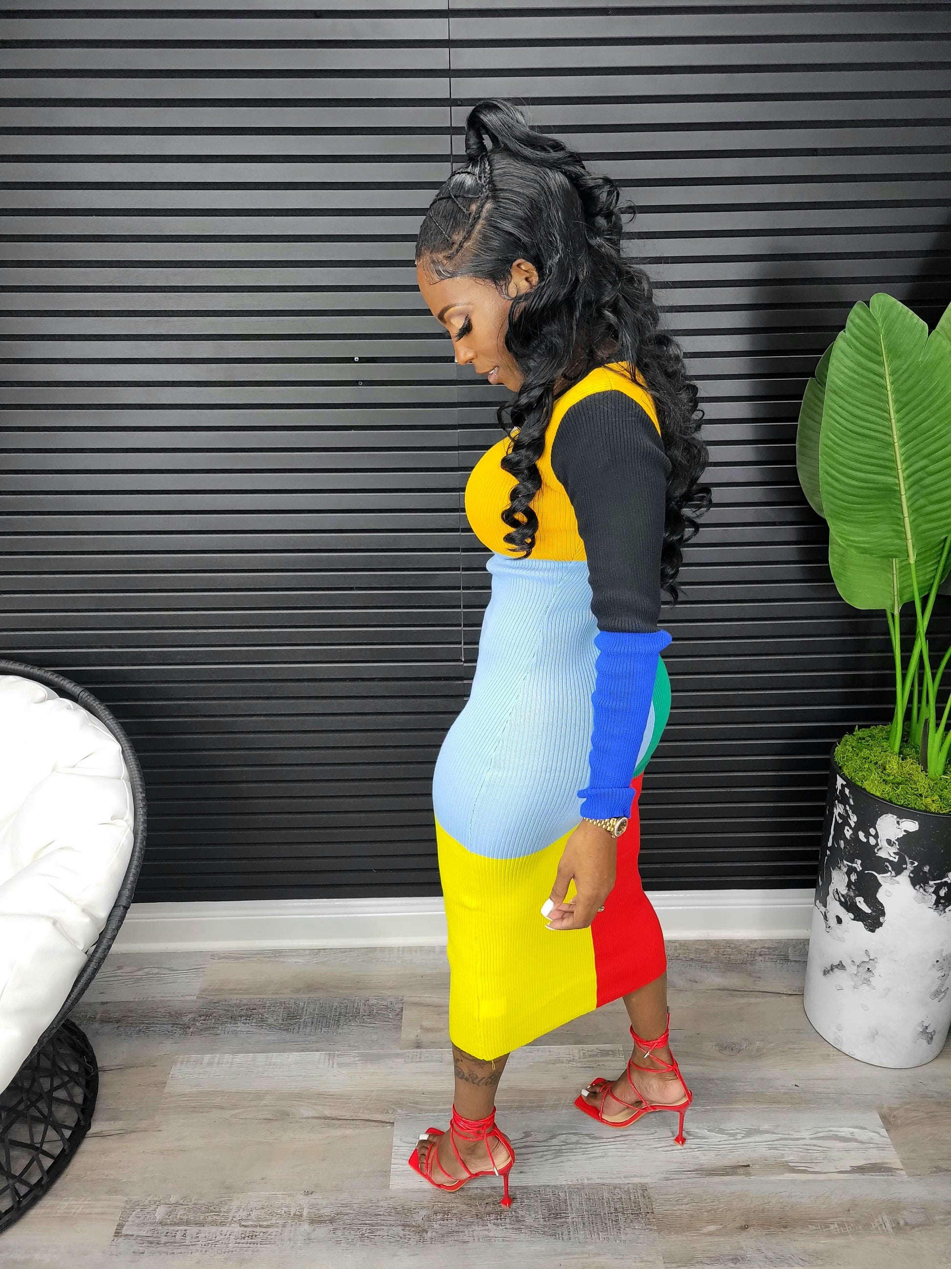 Color Block Midi Dress - Laine Collection