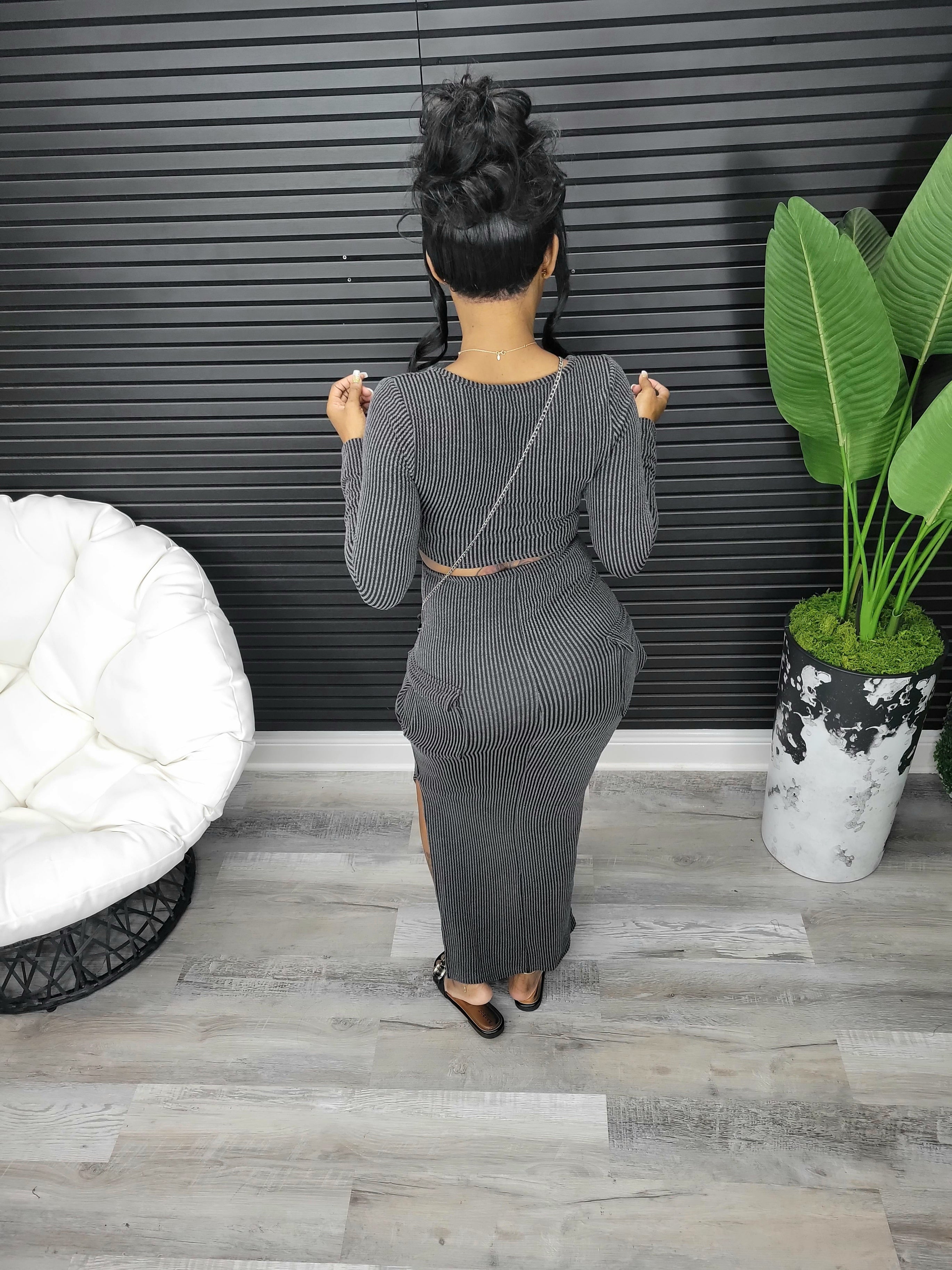 Perfect For Any Day Skirt Set (Charcoal)