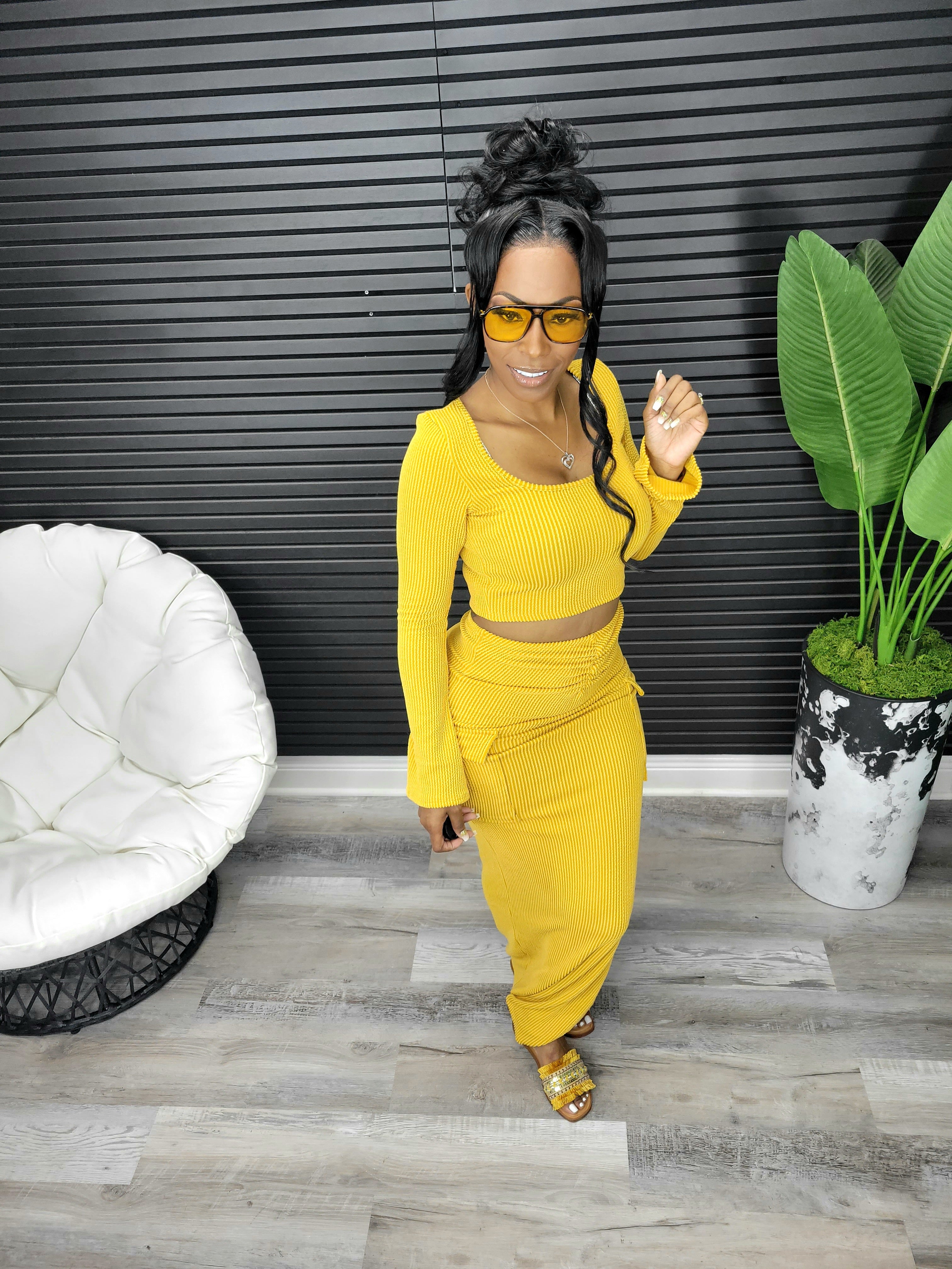Perfect For Any Day Skirt Set (Mustard)