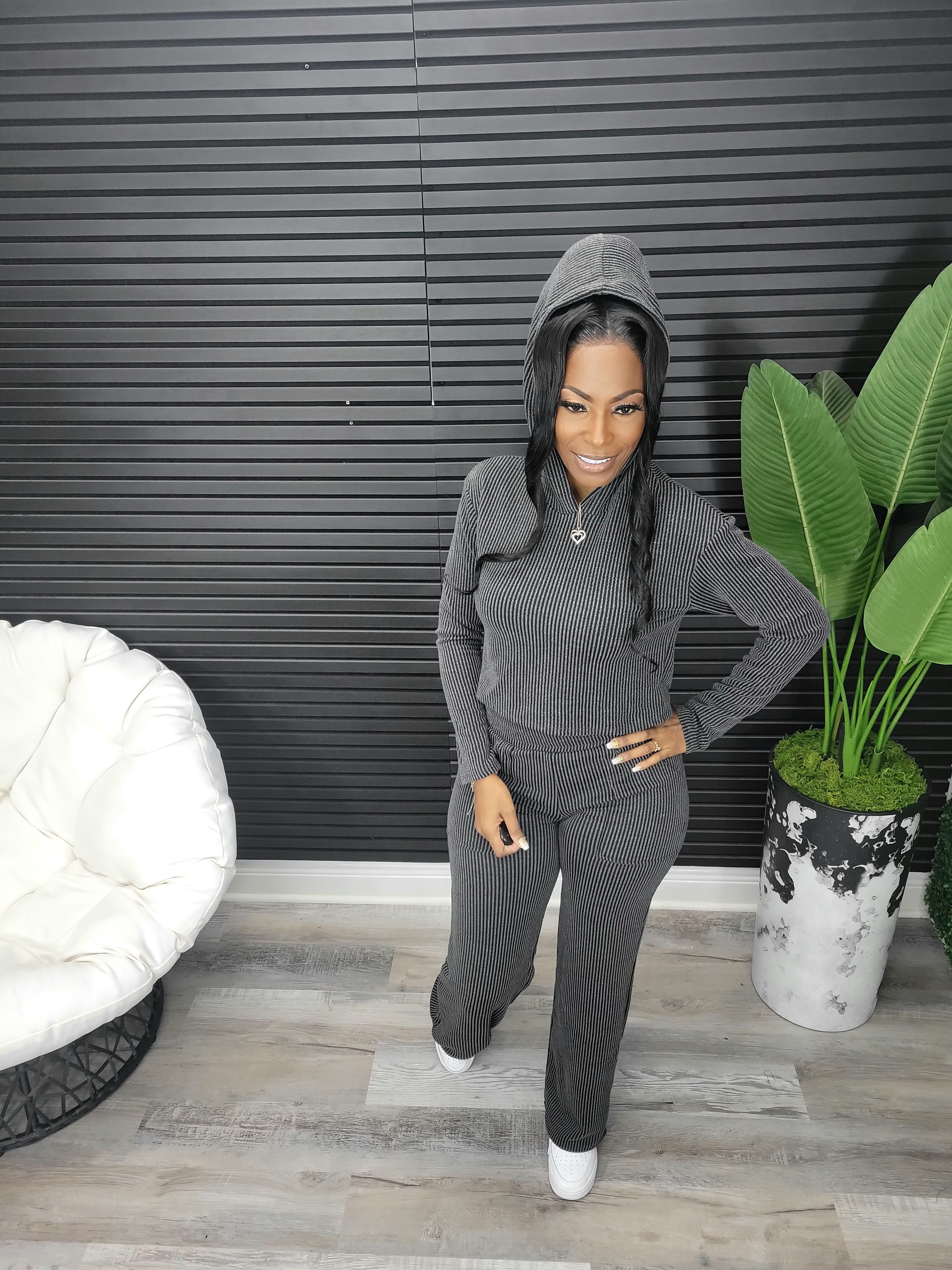 On The Run Pants Set (Charcoal)