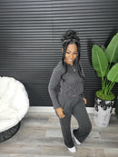 On The Run Pants Set (Charcoal) - Laine Collection