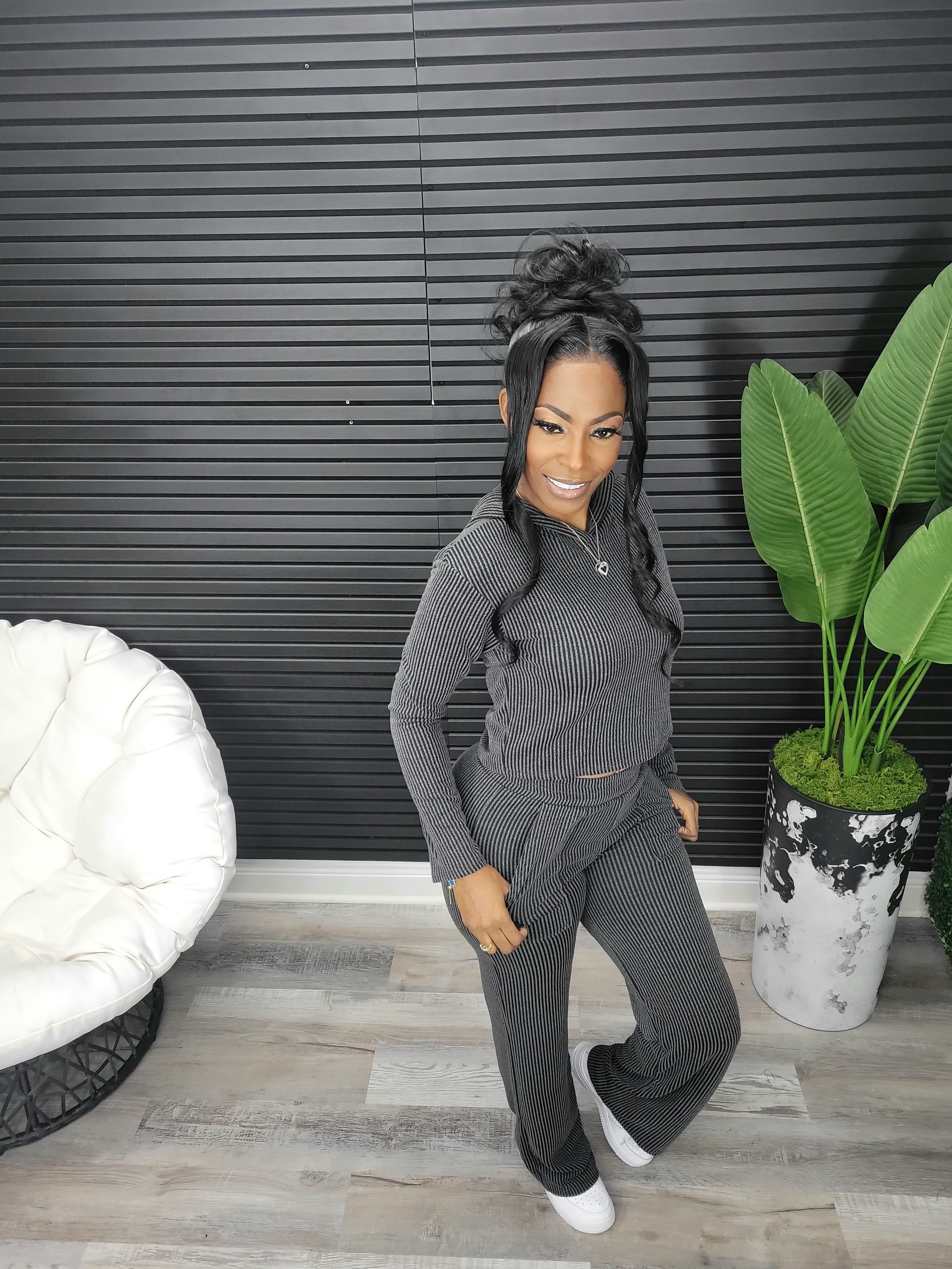 On The Run Pants Set (Charcoal)