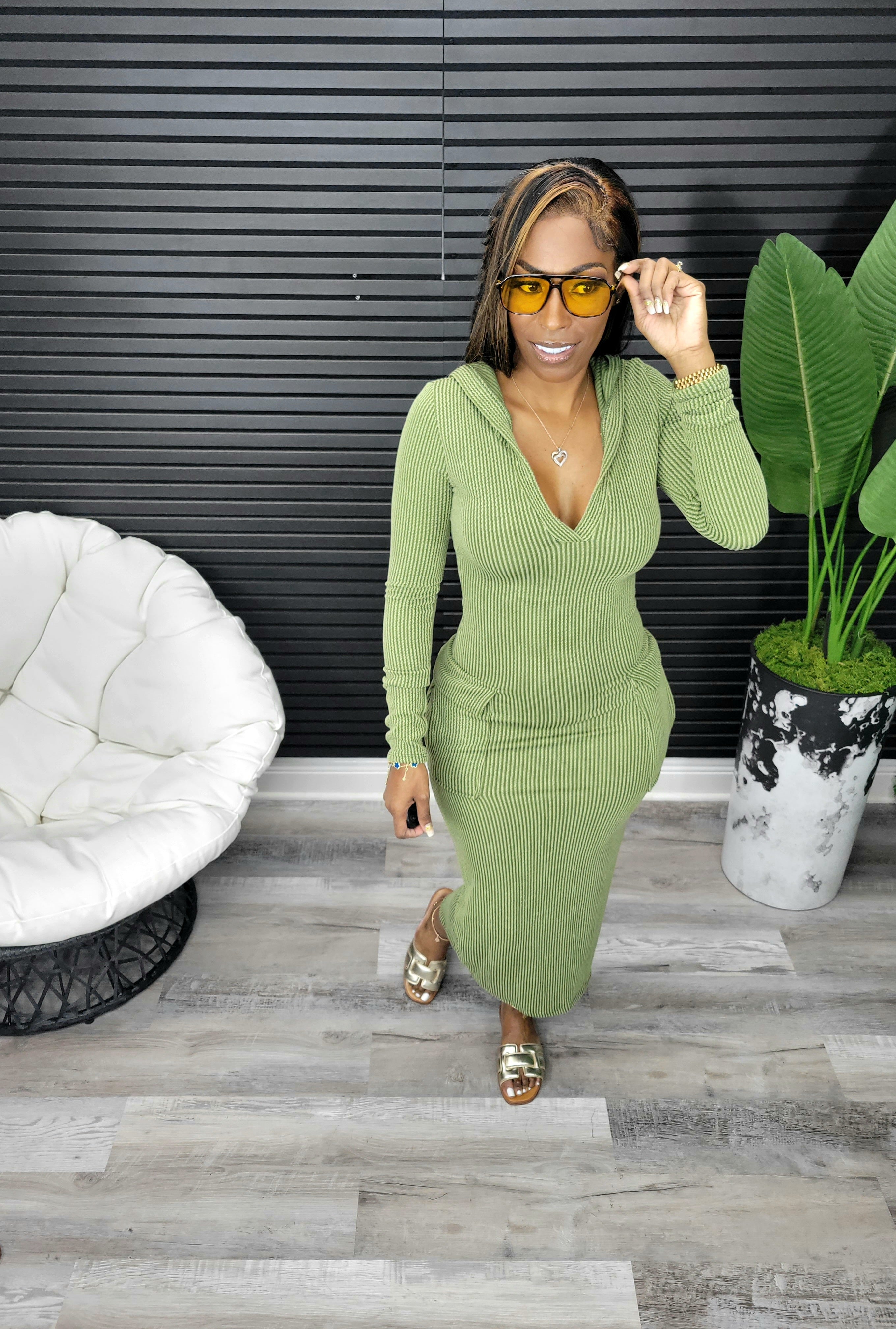 "Tempted To Touch" Dress(Army)