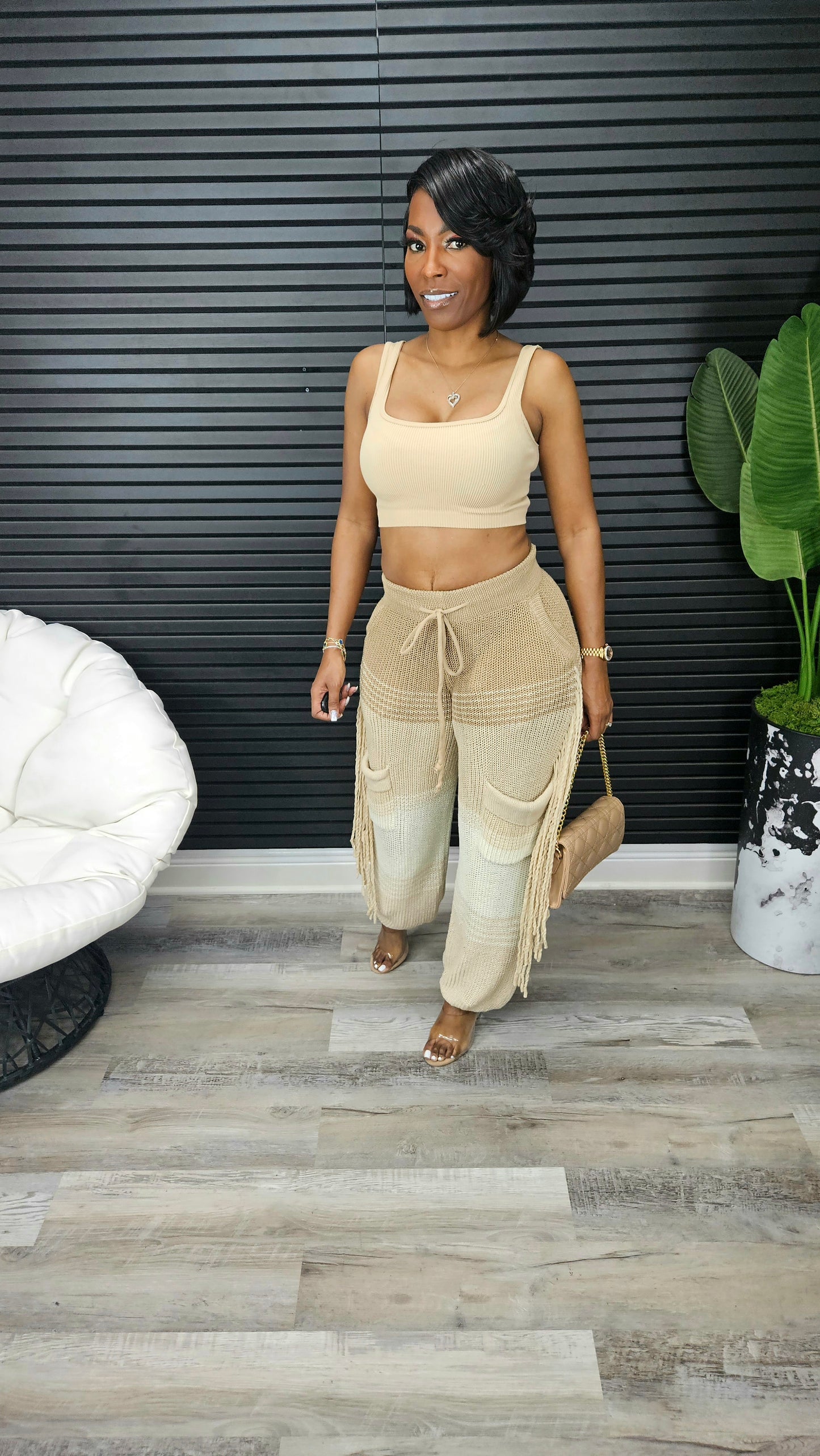 Comfy Crochet Pants (Beige) - Laine Collection