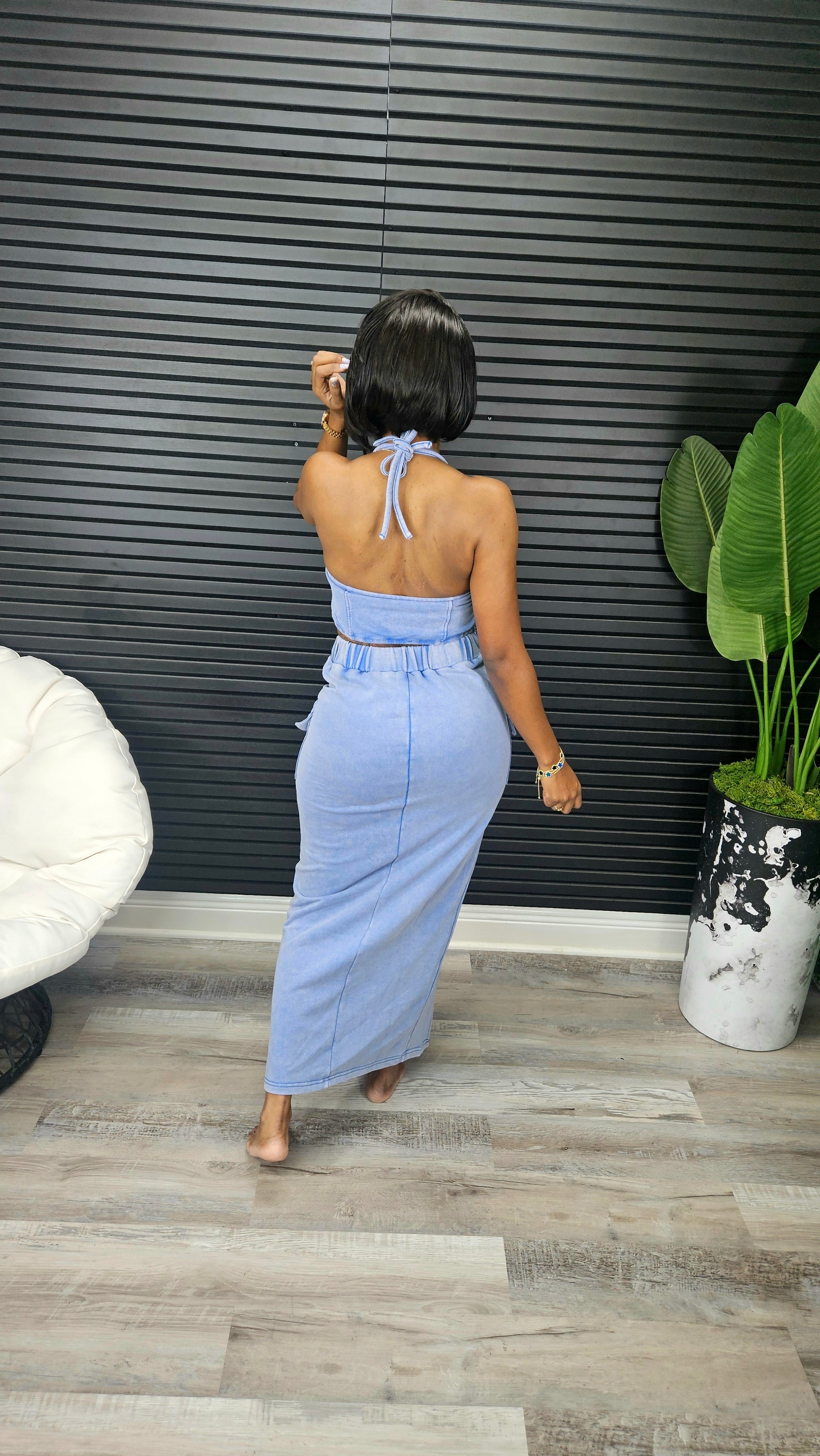 "Divine" Skirt Set (Blue) - Laine Collection