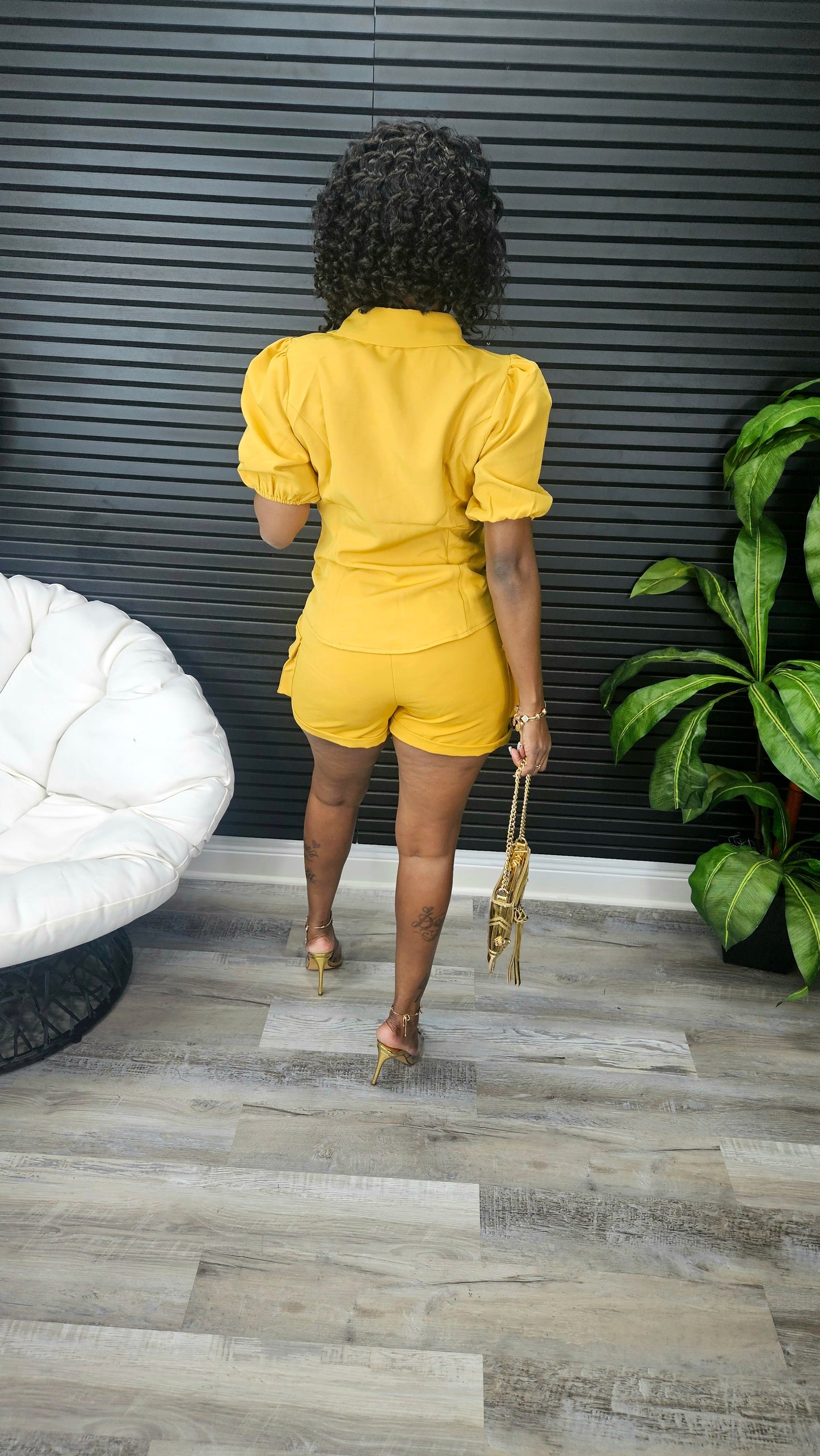 Carelessly Short Set(Mustard) - Laine Collection