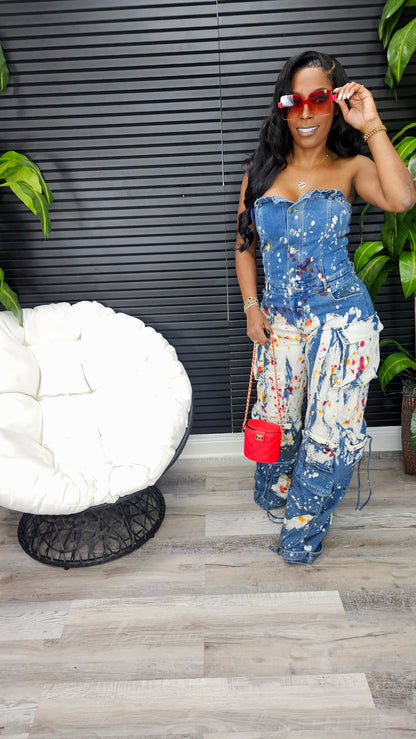 Art Splash Denim Jumpsuit - Laine Collection