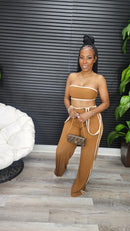 Baddie Fever Jumpsuit Set (Cinnamon) - Laine Collection