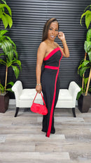 Keep It Classy Jumpsuit (Black/Red) - Laine Collection
