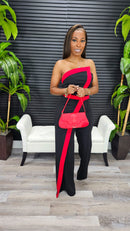Keep It Classy Jumpsuit (Black/Red) - Laine Collection