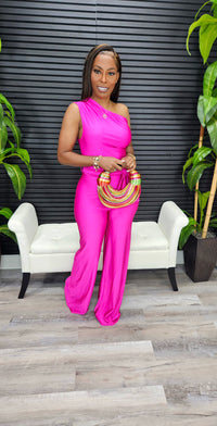 No Invite Jumpsuit(Fuchsia) - Laine Collection