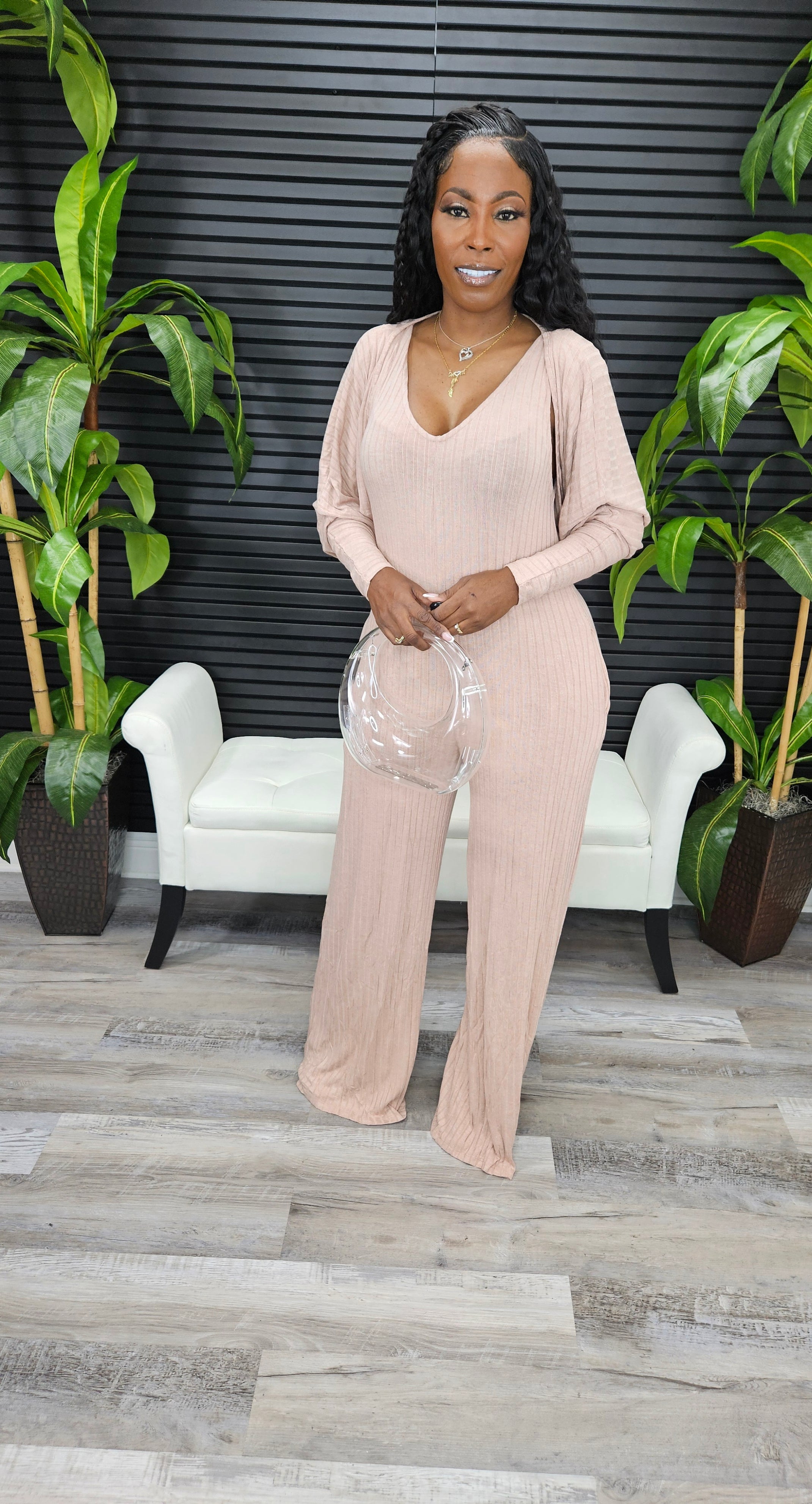 2pc In Too Deep Jumpsuit Set (Sienna)