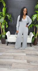 2pc In Too Deep Jumpsuit Set (Gray) - Laine Collection