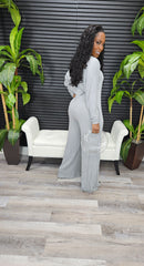 2pc In Too Deep Jumpsuit Set (Gray) - Laine Collection