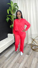 Fall Girl Pants Set(Red) - Laine Collection