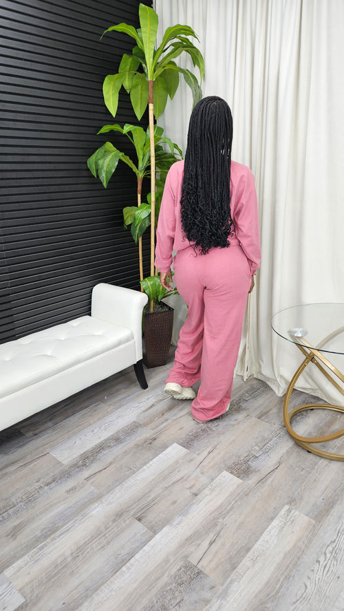 Not In The Mood Pants Set(Marsala) - Laine Collection