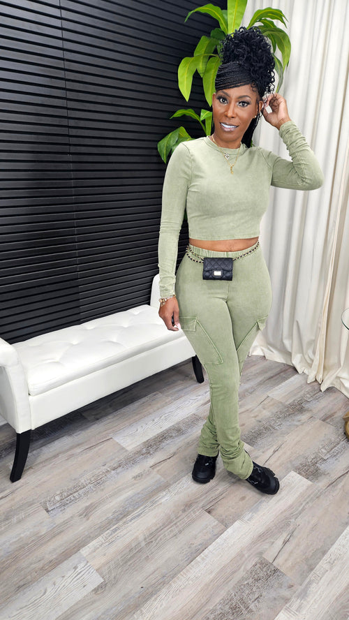 Hug Me Tight Pants Set(Green) - Laine Collection