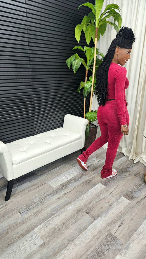 Hug Me Tight Pants Set(Red) - Laine Collection