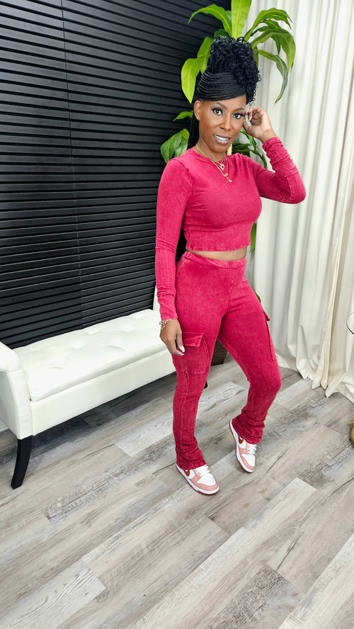 Hug Me Tight Pants Set(Red) - Laine Collection