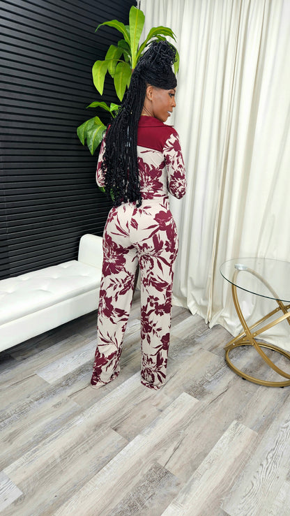 Circle Back To Me Jumpsuit(Burgundy)