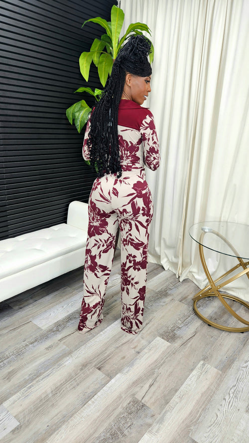 Circle Back To Me Jumpsuit(Burgundy) - Laine Collection