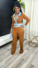 Chasing The Feeling Pants Set(Cinnamon) - Laine Collection