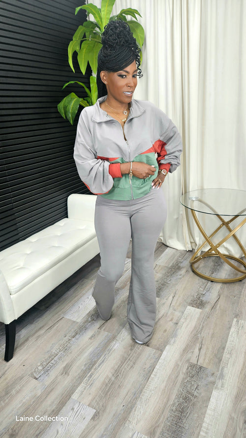 Striking A Cord Pants Set(Grey/Brick/Olive) - Laine Collection