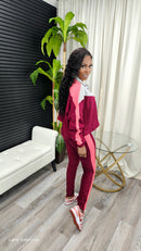 Swept Away Legging Set(Burgundy/Grey/Red2tone) - Laine Collection