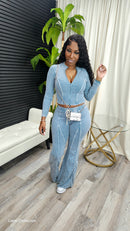The New Girl Pants Set(Lt Jean) - Laine Collection