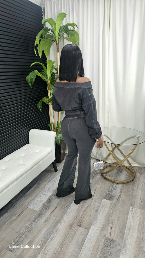 Olivia Flare Pants Set(Gray) - Laine Collection