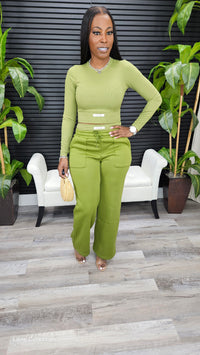 Can't Compete Pants Set (Olive) - Laine Collection