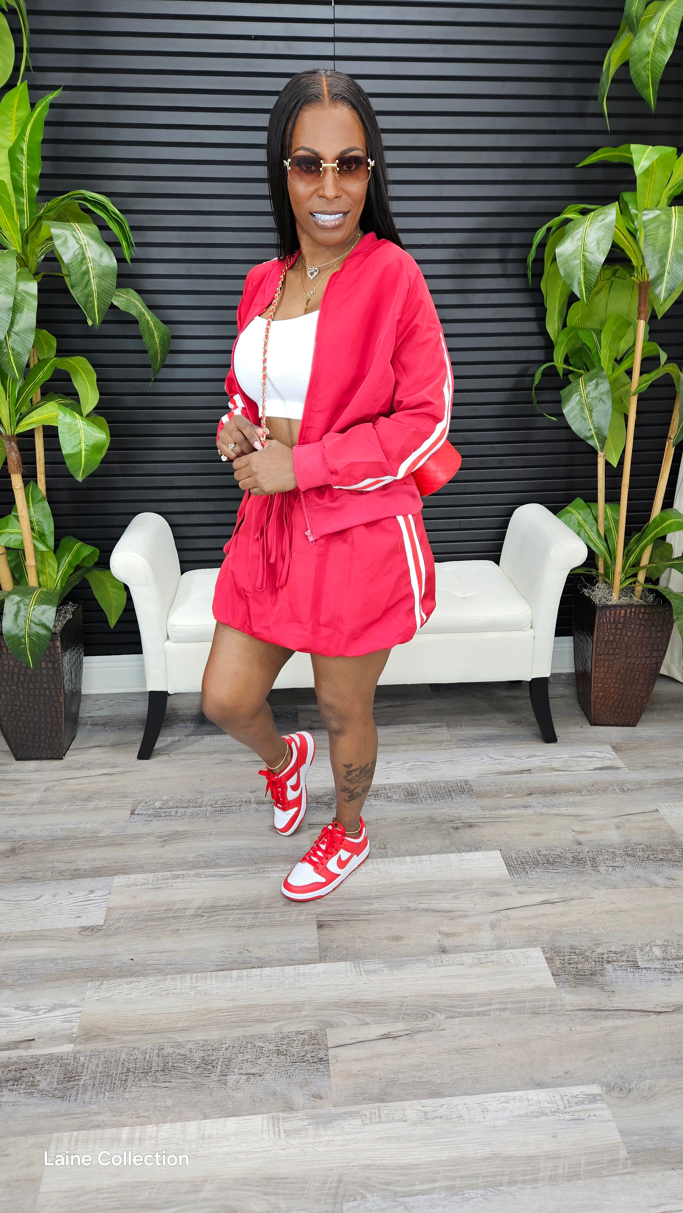 Let's Be Besties Skirt Set(Red)